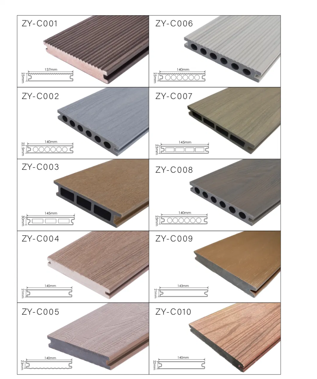 Easily Assemble Anti-Fade Fire-Retardant WPC Outdoor Decking Flooring Planks Waterproof Eco Friendly Floor